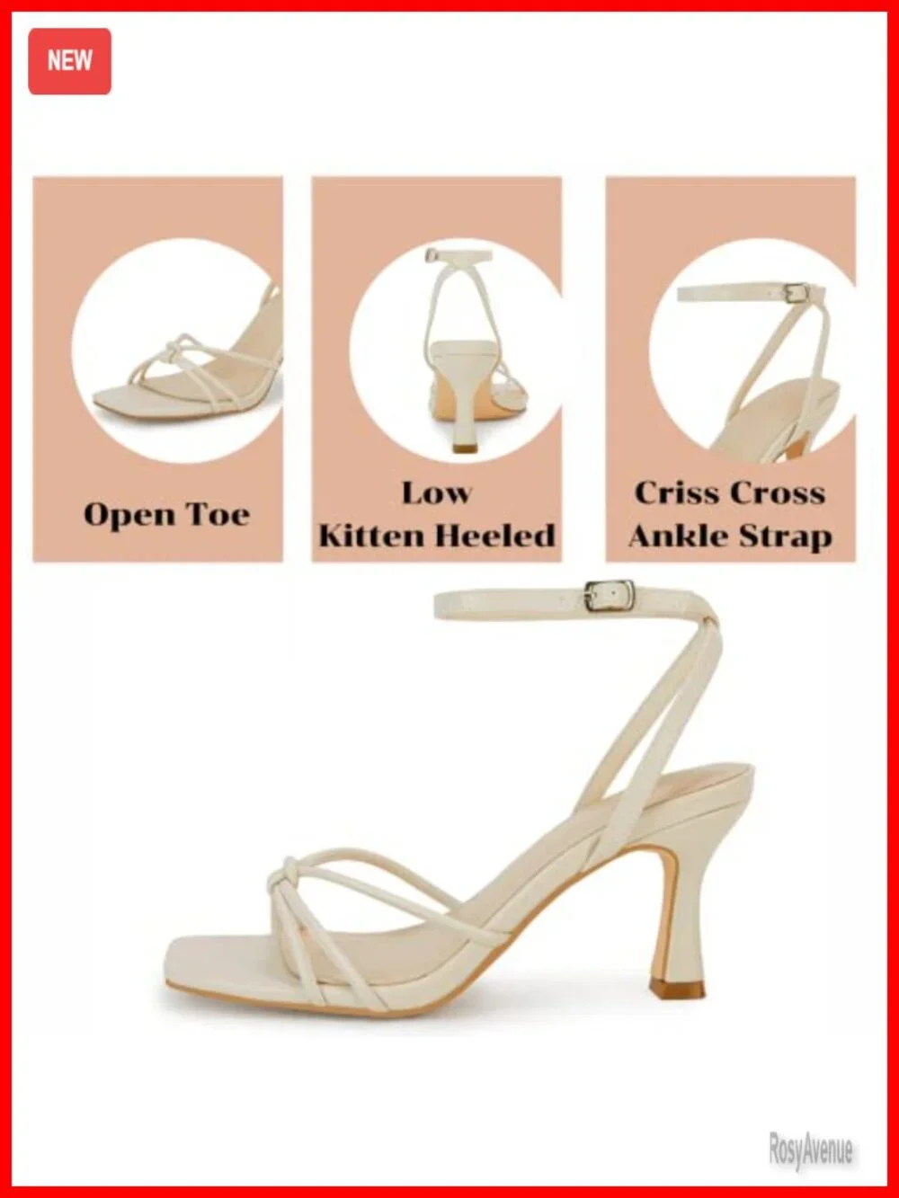 Square Open Toe Stiletto Kitten Heel Ankle Buckle Strap Slingback Dress Sandals